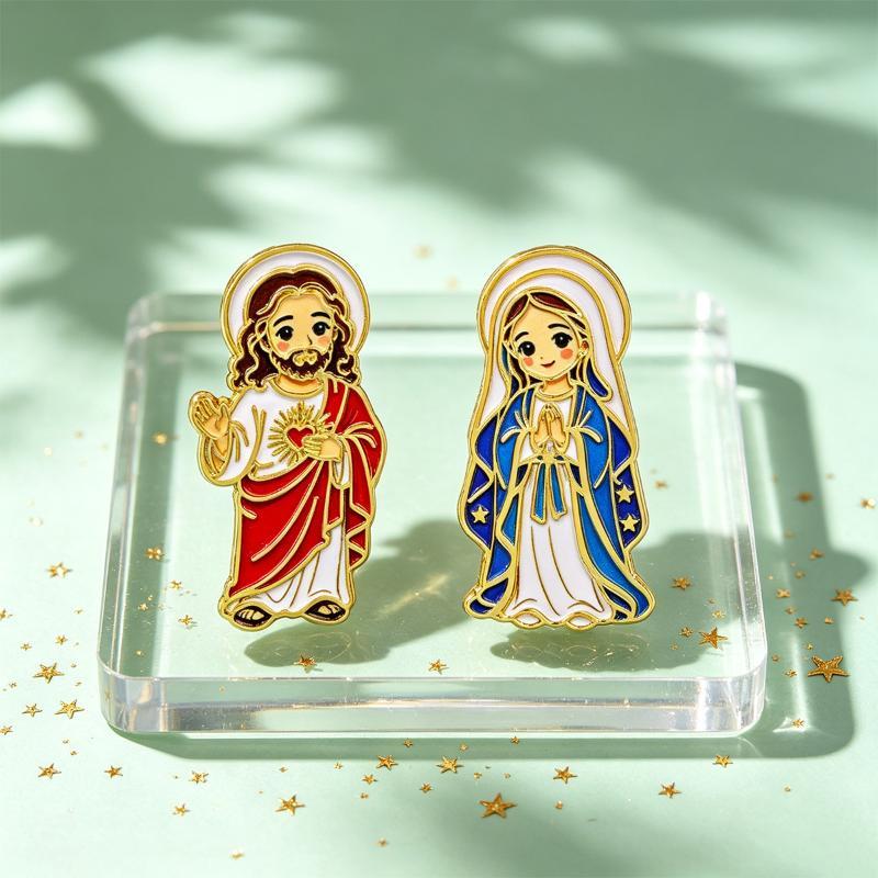 1/2Pcs Mary Enamel Brooches Badge Lapel Pin For Backpack Clothes Accessories Fashion Jewelry Birthday Gifts