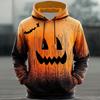 Men's Halloween Hoodie Funny Pumpkin Face Hoodie Scary Long Sleeve Top