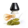 Ceramic Matcha Chasen Stand, Traditional Japanese Matcha Set Accessory (Black and White)