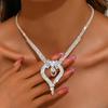3pcs Bohemian Palace Shui Diamond Tassel Butterfly Knot Women Necklace Earring Set Sweet Romantic Banquet Evening Dress Zircon