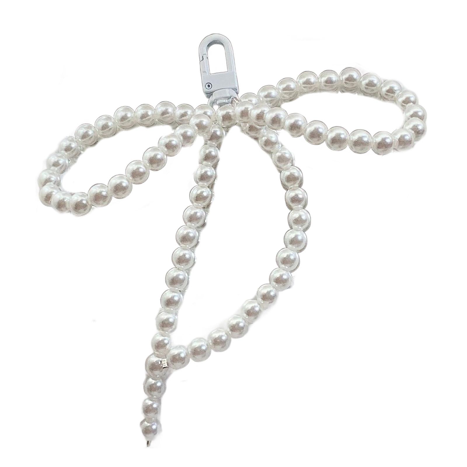 

Модный брелок для телефона с подвеской-бантиком из искусственного жемчуга, деликативное украшение для сумки белый