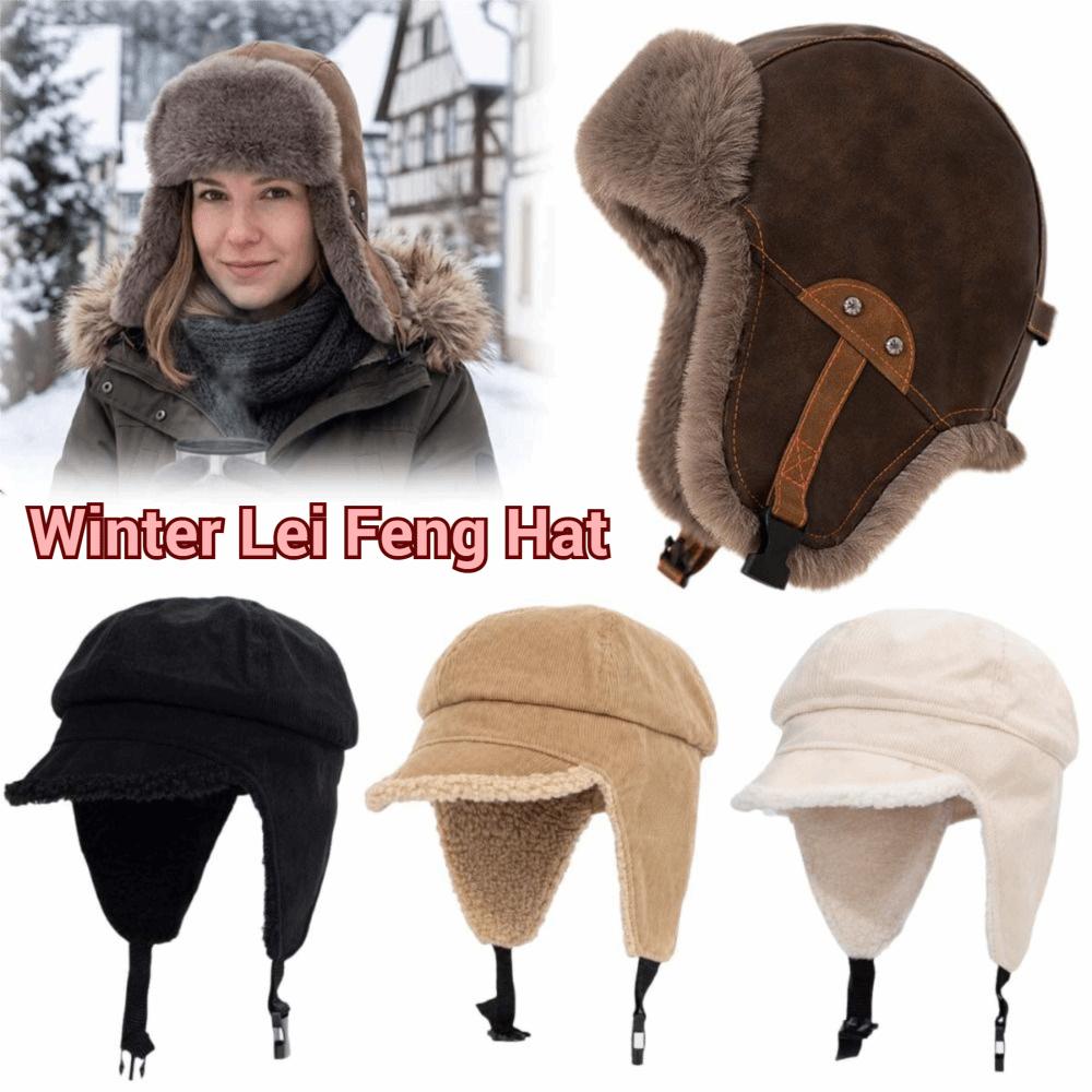 Plush Cold-Proof Ear-Covering Hat Fleece-Lined Thick Windproof Ski Hat Motorcycle Hat Winter