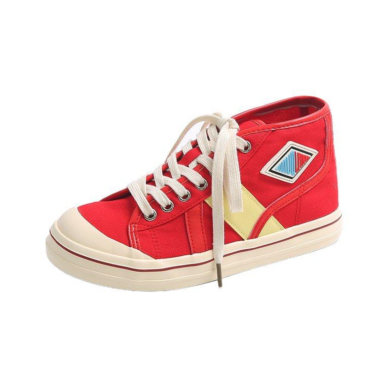 Foreign-style versatile and thin breathable German training canvas shoes for women's 2025 spring and summer new color matching ugly and cute platform