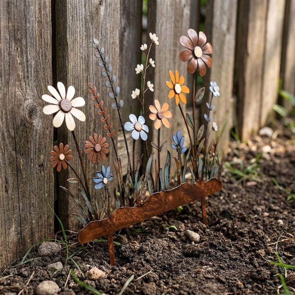 Acrylic 2D Imitation Rusty Garden Pile Retro Garden Plug Creative Ground Stakes Fence