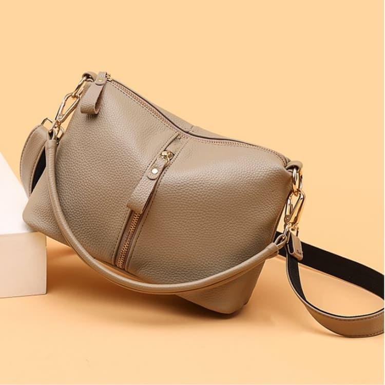 

Women s Black Textured Leather Shoulder Bag Double-Zip Handbag 25*10*18cm хакі