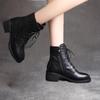 Short Boots for Women 2025  New Fashion British Style Soft Leather Mid Heel Thick Heel Versatile Women's Short Boots