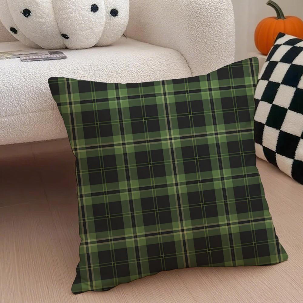 classical green tartan design plaid Cushion Cover Throw Pillow Cover Hidden Button Durable Polyester Chair Cushion