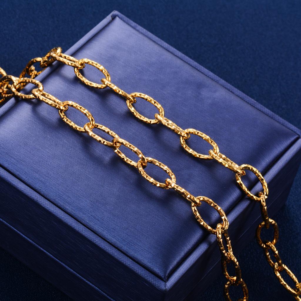 5/8,5mm Schickes Glitzer Edelstahl Halsketten Gliederkette Oval geschnitten Halskette für Damen Herren Minimalistisch Goldfarbe Choker Metall Schmuck