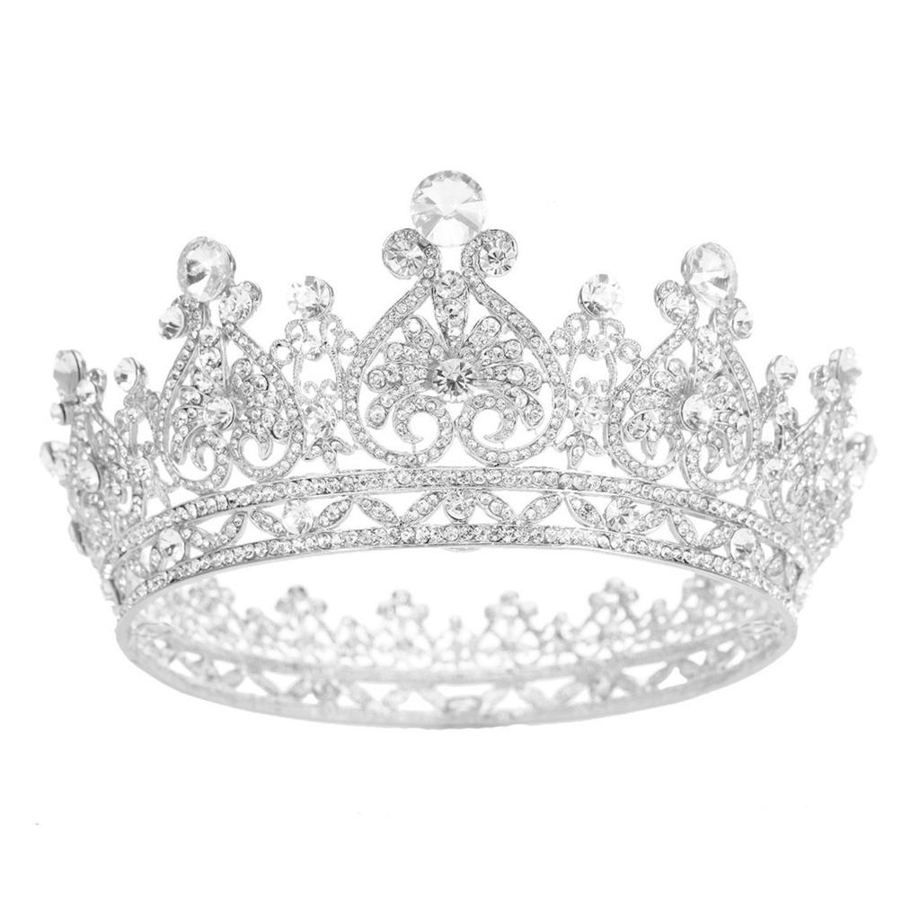 Bridal jewelry crown alloy rhinestone wedding headdress baroque headband round crown