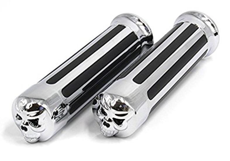 

Szmsmy Universal Motorcycle Handlebar Skull 25mm Grips, Chrome,