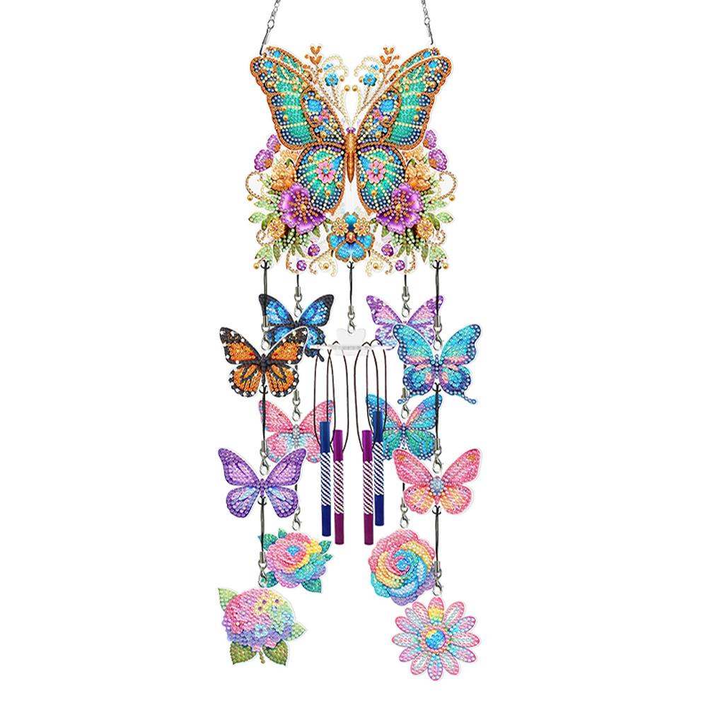 5D DIY Butterfly Wind Chime Double Sided Diamond Painting Home Decor 5D DIY Diamond Painting Dots Pendant for Home Wall Decor