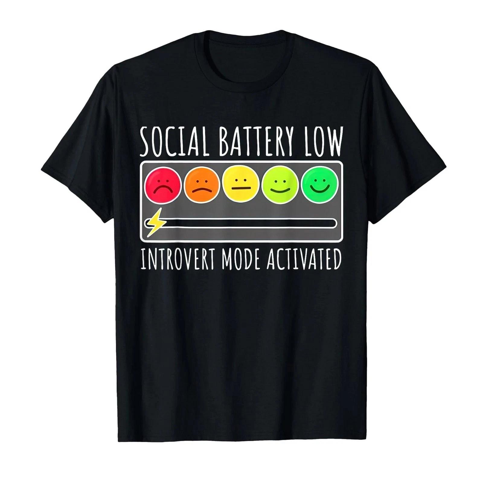 Social Battery Low Introvert Mode Funny Sarcastic Graphic Tee S