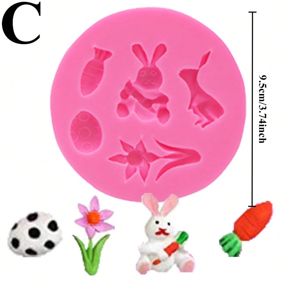 3D Cartoon Easter Bunny Silicone Mold DIY Fondant Mold for Cake Decorating Cupcake Topper Chocolate Decorating Accessories