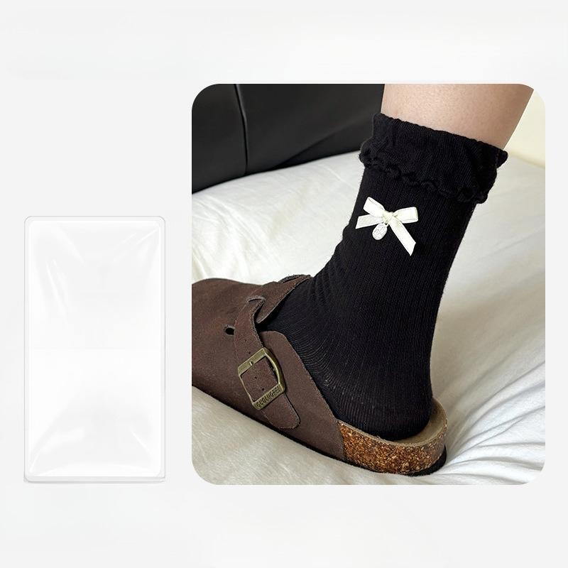 Damsockor Höst och Vinter Nya Söta Rosett Bubbelmun Deodorerande Andningsbara i Rör Bomullssockor