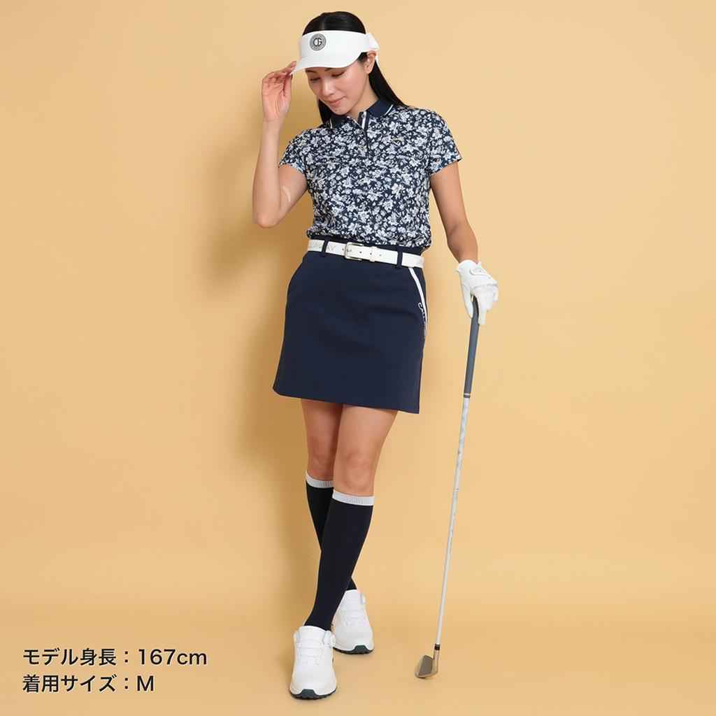 Short Sleeve Polo Shirt Quick Flower Golf C25134207 M [Callaway] Women's (Sweat Wicking, Drying, Pattern) / / 1120_Navy
