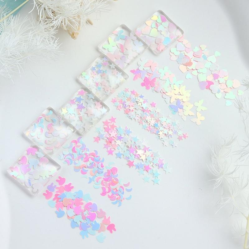 Nail Embellishments Nail Sequins Colorful Nail Glitter Paillette Mixed Size Nail Art Stickers for Nail Decors 12-Grid