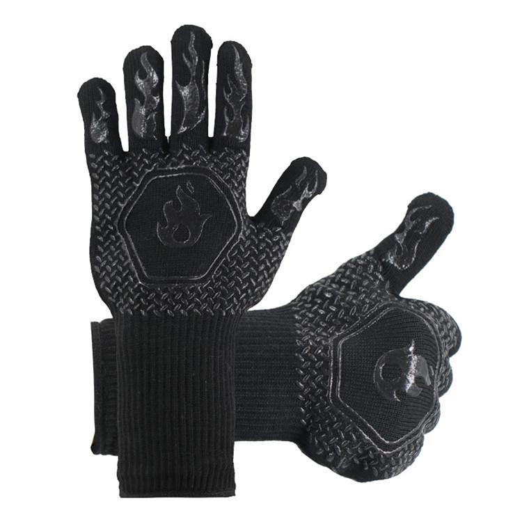 Thickened Aramid BBQ Gloves - 500°F Flame Retardant & Insulated, EN407 Certified, Customizable Anti-Scalding Protection
