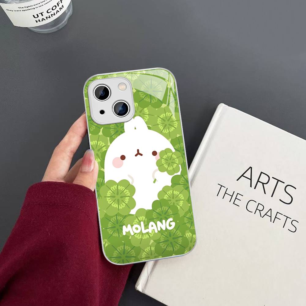 Кавайная Милая Кролик M-MolangS Аниме Для IPhone 14 13 12 Mini 11 Pro XS Max X XR 14 Plus Закаленное Стекло Чехол iphone 11pro max