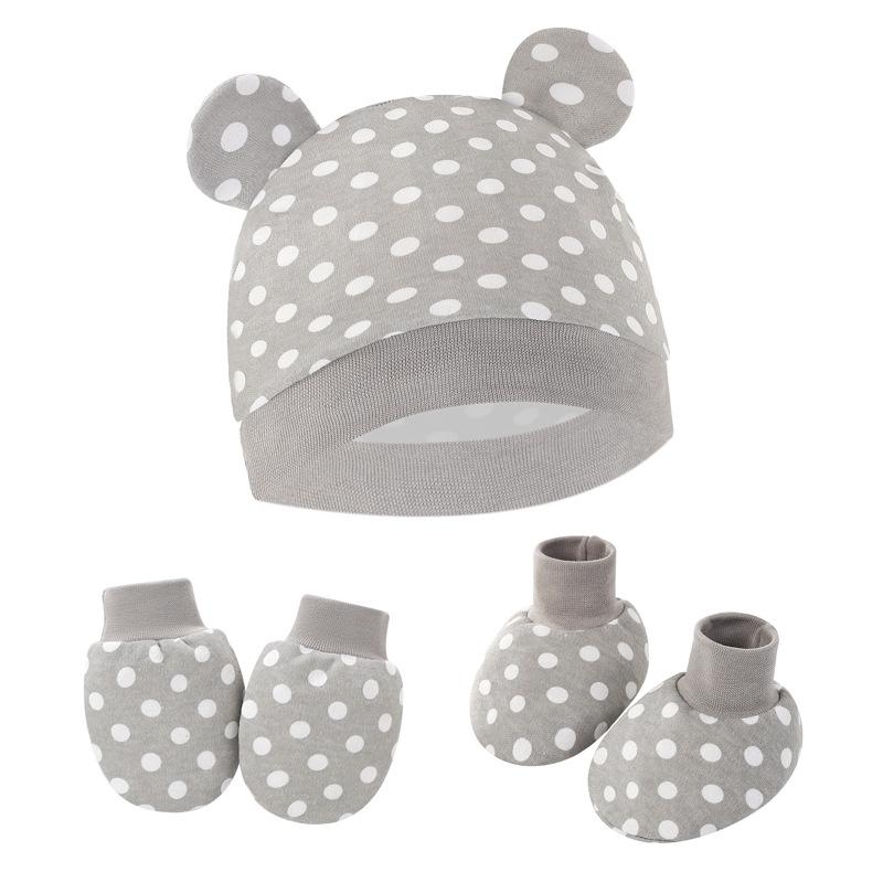 Newborn Newborn Baby Hat Anti Scratch Gloves Protective Foot Cover Three Piece Set Baby Hat Baby Hat