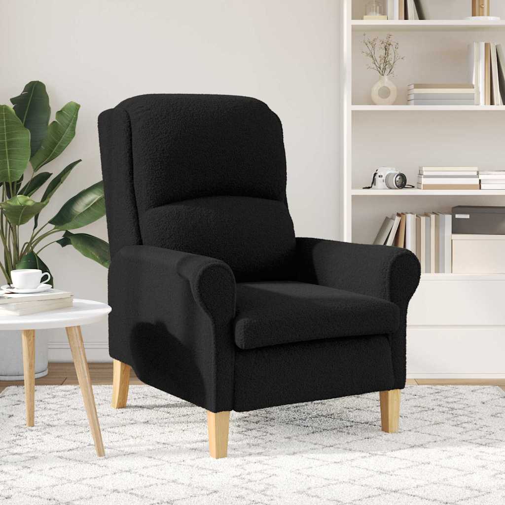 Armchair Black Soft Sherpa Fabric