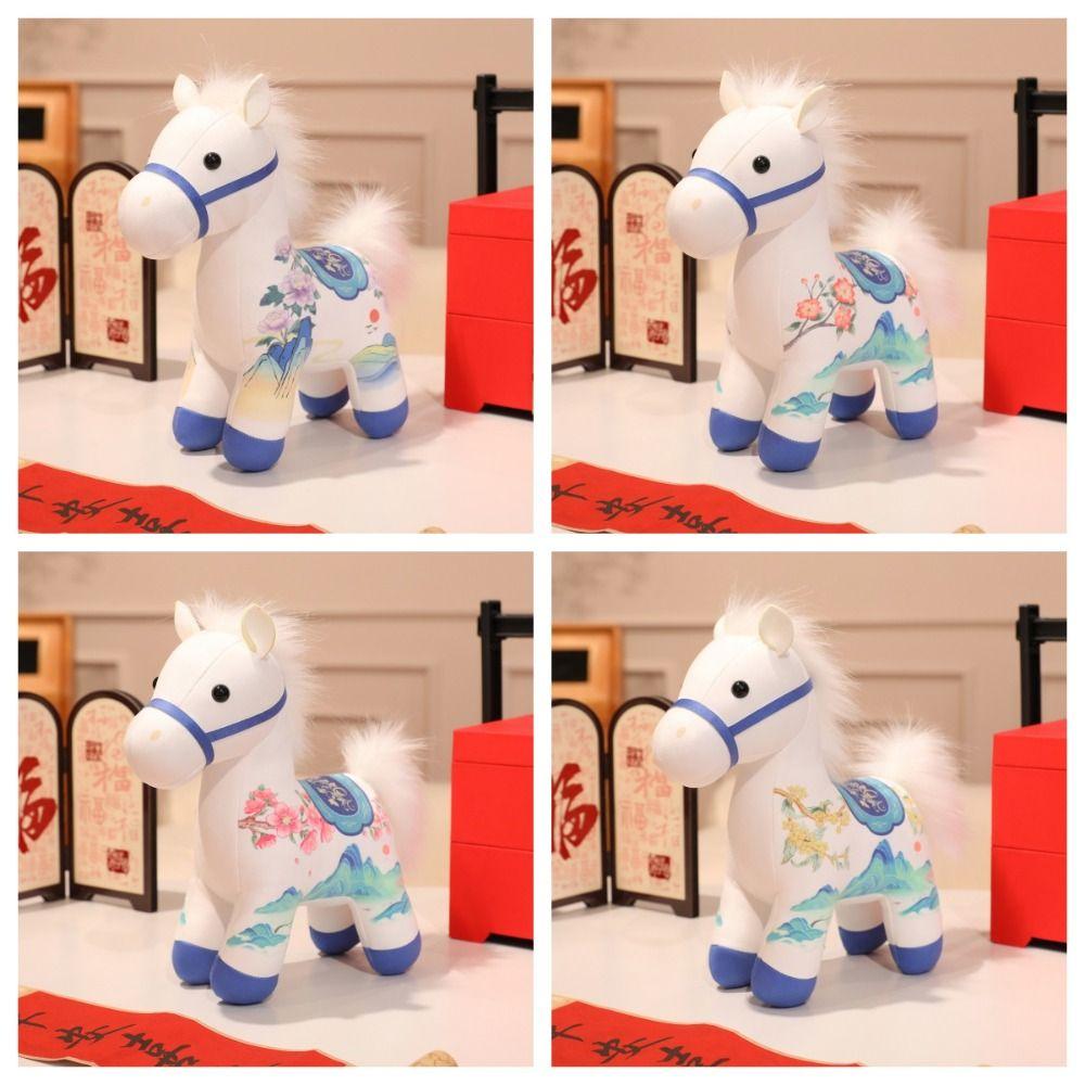 PP Cotton Zodiac Pony Figurine Soft Plush Horse Doll Pendant Cartoon Steed Doll  Festive Decor