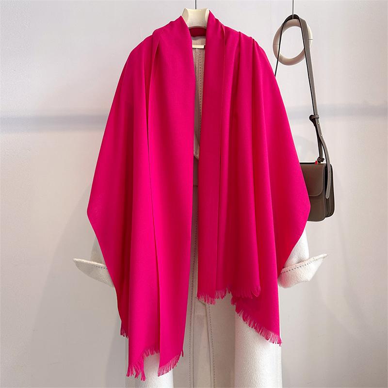 Luxury Winter Cashmere Scarf Women Solid Handkerchief Warm Pashmina Female Shawl Tassel Wrap Soft Pareo Bufanda Scarves Stole