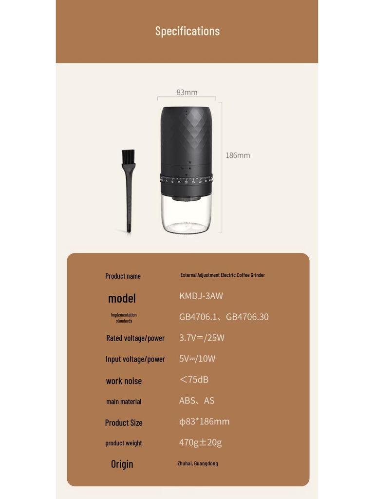 Portable Electric & Manual Coffee Bean Grinder - Compact Household Hand-Cranked & Automatic Grinding Machine