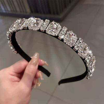 1PC High-brightness Rhinestone Headband for Women's High-end Sense French Sweet and Cool Girl Style Headband Hair Accessories Are Suitable for Women