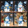 1 Pc Santa Claus Stickers Blue Snowman Window Decorations Glass Static Stickers Christmas Decorations Snowflake Window Stickers