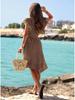 2026 Summer Asymmetrical V-Neck Beach Dress – Women's Vacation Style