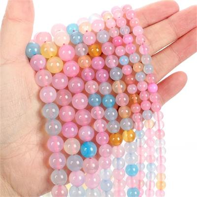 Natursteinperlen Morgan-Achatperlen zur Schmuckherstellung für DIY-Armbänder 4 6 8 10 mm
