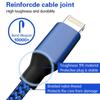 Fast Charge Braiding Cable, 8.86ft Super Long Charging Cable, Blue and Black Woven Outer Quilt, Suitable for Charging for IPhone 5-15 Mobile Phones.