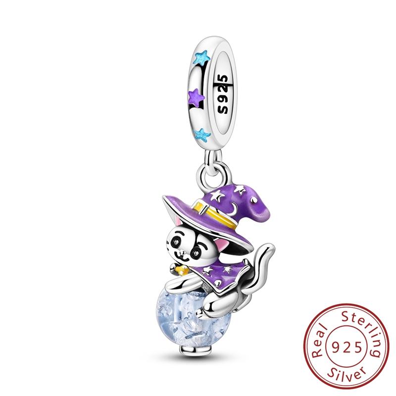 Purple Series Charms Beads 925 Silver Butterfly Firefly Spirit Snake Charm Fit Bracelet Woman DIY Jewelry