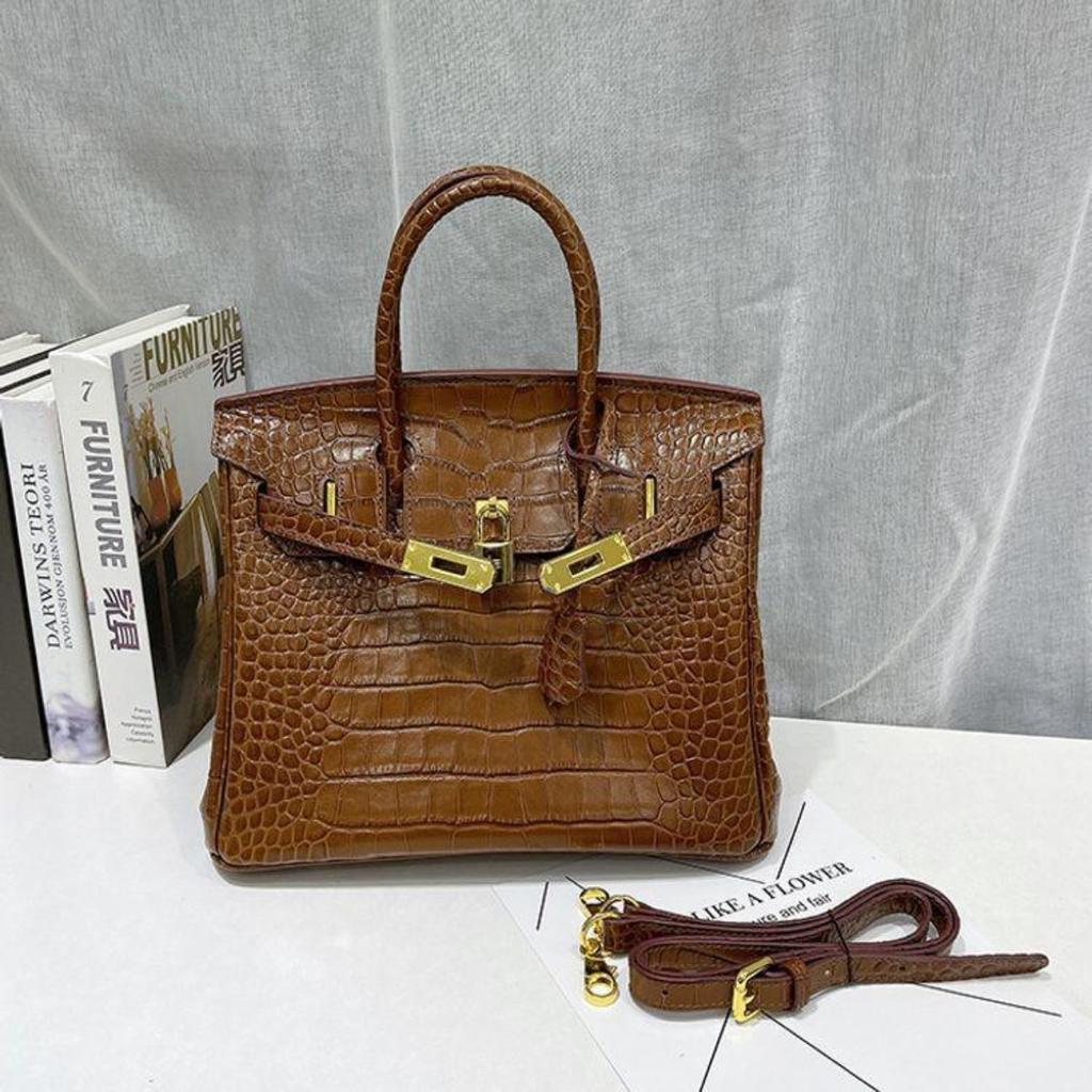 Platinum bag 30 inch crocodile pattern first layer cowhide genuine leather European and American foreign trade large-capacity hand bag cross-border