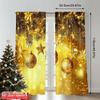 Set Of 2 Flat Printing Christmas Hot Party Curtains Golden Deluxe Ball Scopic Stylish Polyester Fiber Spring Curtain