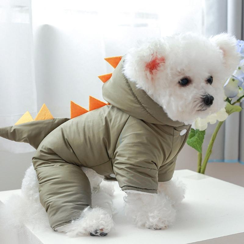 Hundemantel mit Kapuze Dinosaurier Hundekostüm Hundeoverall Wintermantel Hundeoverall Kostüm Hoodie Hundejacke Hundekleidung