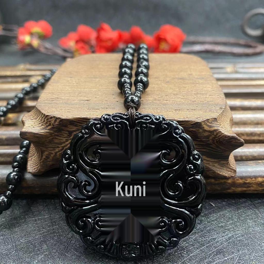 Vintage Double-Sided Pixiu Pendant Necklace: Imitation Jade Glaze, Fu Shou An Kang Charm