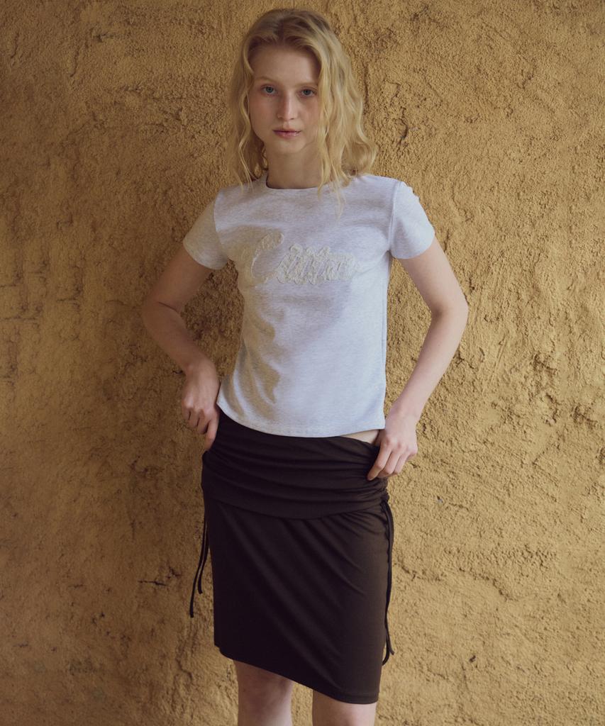 CITTA Lace Applique T-Shirt_Ctt3029(White Melange)