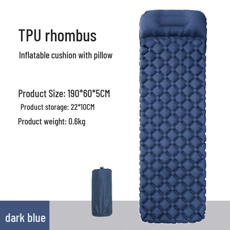 TPU Inflatable Foot-Pumped Camping Pad: Lightweight Outdoor Air Mattress, Moisture-Proof for Mountaineering and Naps