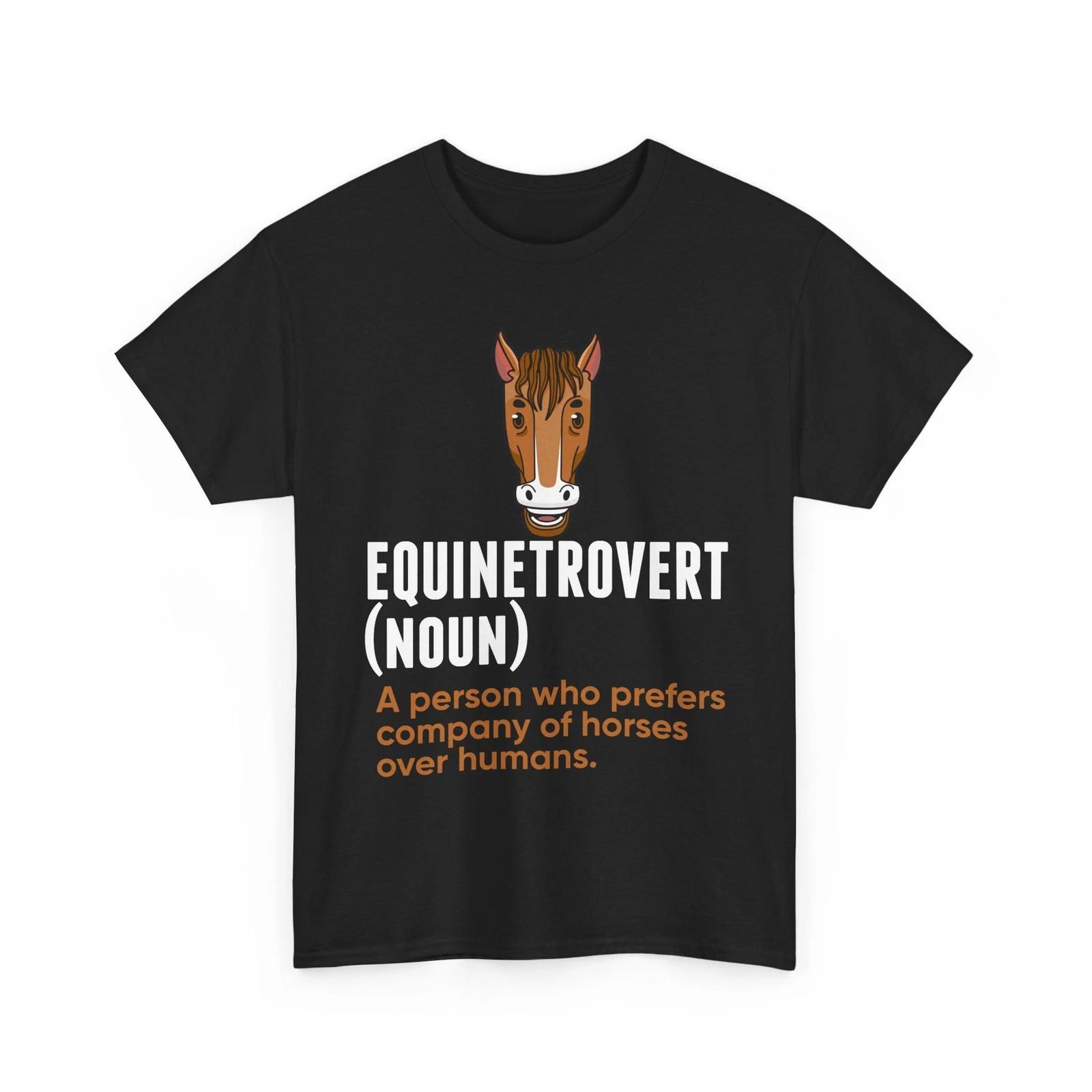 Equestrian T shirt, Horses Lovers Equinetrovert Definition Funny Shirt L
