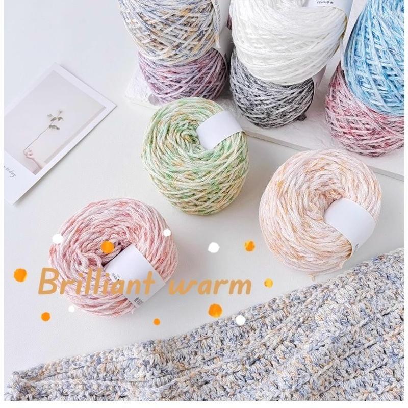 50g/Ball Colorful Flat Ribbon Yarn 1.8mm Hand Woven Hollow Gradient Cotton Yarn DIY Woven Shawl Sweater Scarf Handbag Thread