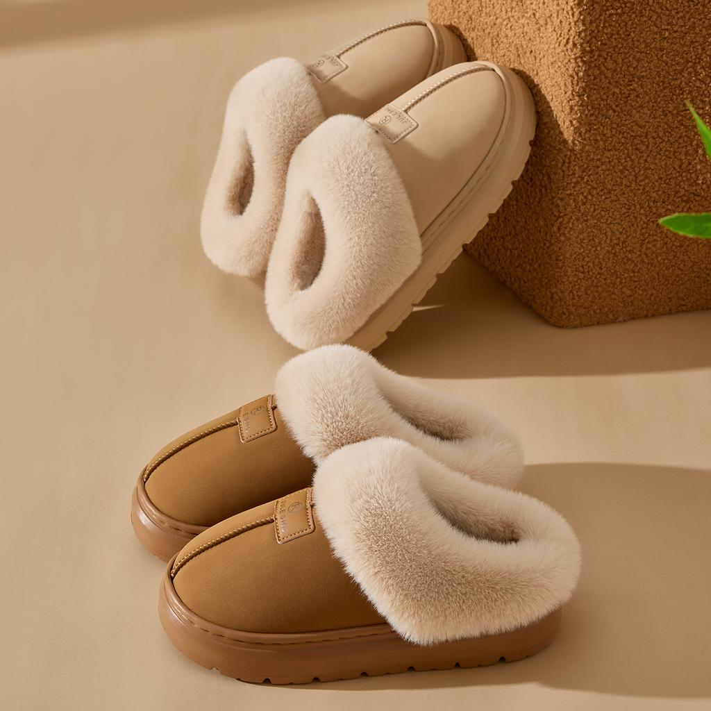 Platform Women Home Slippers Plush Warm Thick Bottom Slides Breathable Soft Non-slip Slippers