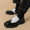 Trend Designer New Men's Black White Mixed Slip on Casual Leather Shoes Male Elevator Loafers Wedding Dress Formal Footwear
