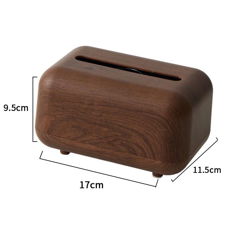 ABS Taschentuchbox mit Deckel Kunststoff Papierhalter Serviettenetui Imitation Holzmaserung Aufbewahrungsorganizer für Heim Schreibtischdeko