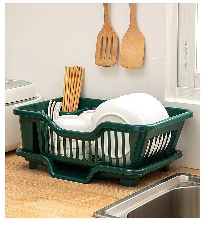 

Органайзер для кухонных тарелок с сушилкой, пластиковая сушилка для посуды, регулируемый утолщенный держатель для хранения столовых приборов над столешницей для раковины