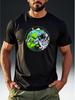Men's Sci-Fi Humorous "Alien × Astronaut Space Group Photo" Print Short Sleeve T-Shirt