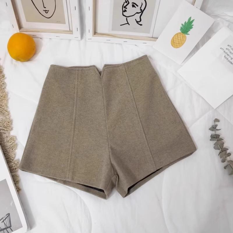 

Женские черные шерстяные шорты А-силуэта с высокой талией - Осень/Зима Маленький размер 3XL абрикосовый