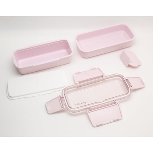 OSK DISH UP LUNCH Two-Tier Lunch Box, Pink [PCW-600S] Dishwasher and Microwave Safe with Dividers