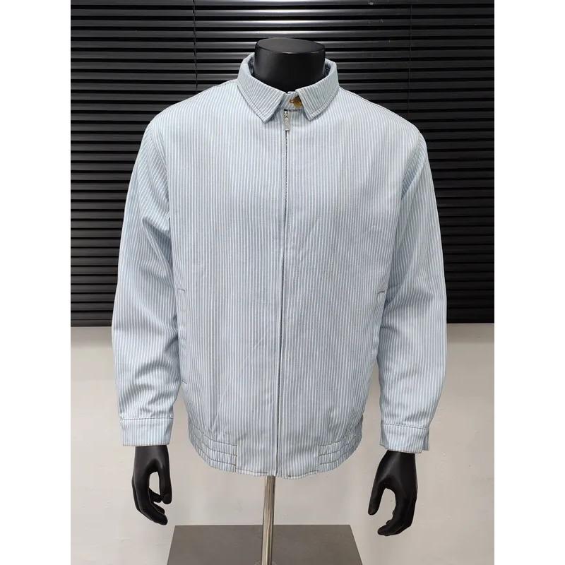 

Men s Light Blue & White Striped Oversized Button Down Shirt Casual Loose Fit Long Sleeve Shirt S синій