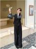 2025 Autumn Retro V-Neck Vest & Wide-Leg Pants Set for a Taller, Slimmer Look